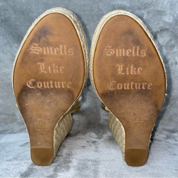 Juicy Couture Kross Platino Metallic Canvas Espadrille Slingback Wedges Size 9 - Picture 5 of 11